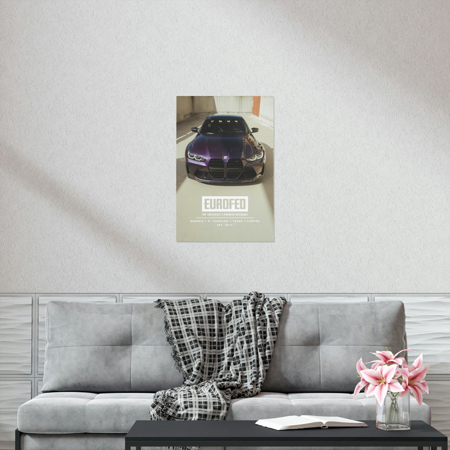 Premium Matte Vertical Poster BMW G80 M3 Techno Violet 50 Jahres Edition