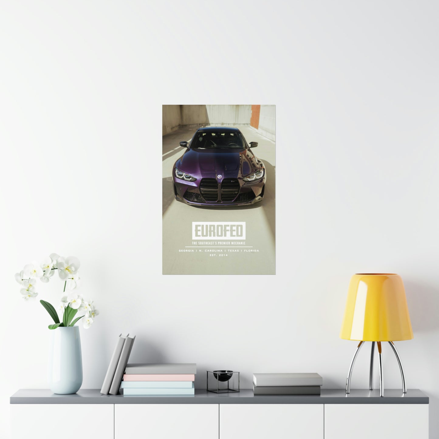 Premium Matte Vertical Poster BMW G80 M3 Techno Violet 50 Jahres Edition