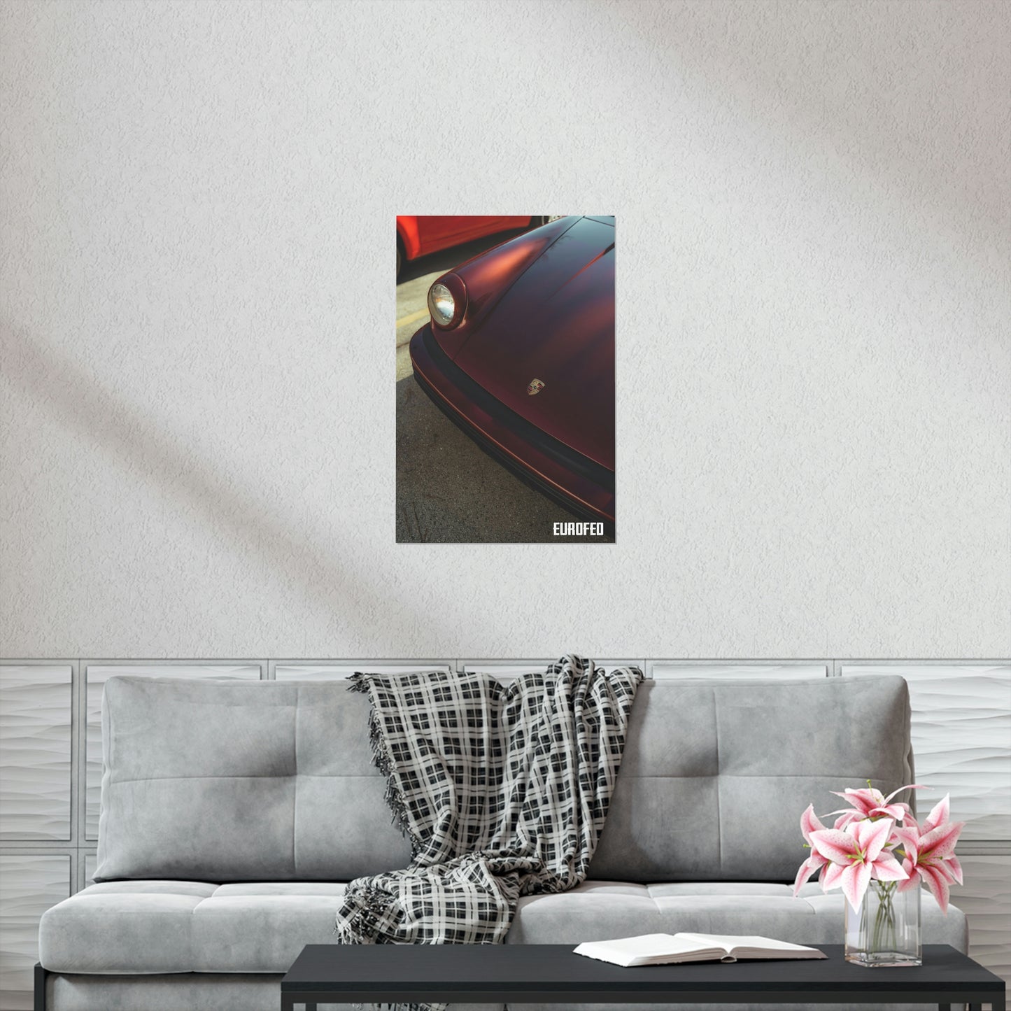 Premium Matte Vertical Poster Porsche 930 Turbo Burgundy, Eurofed Johns Creek