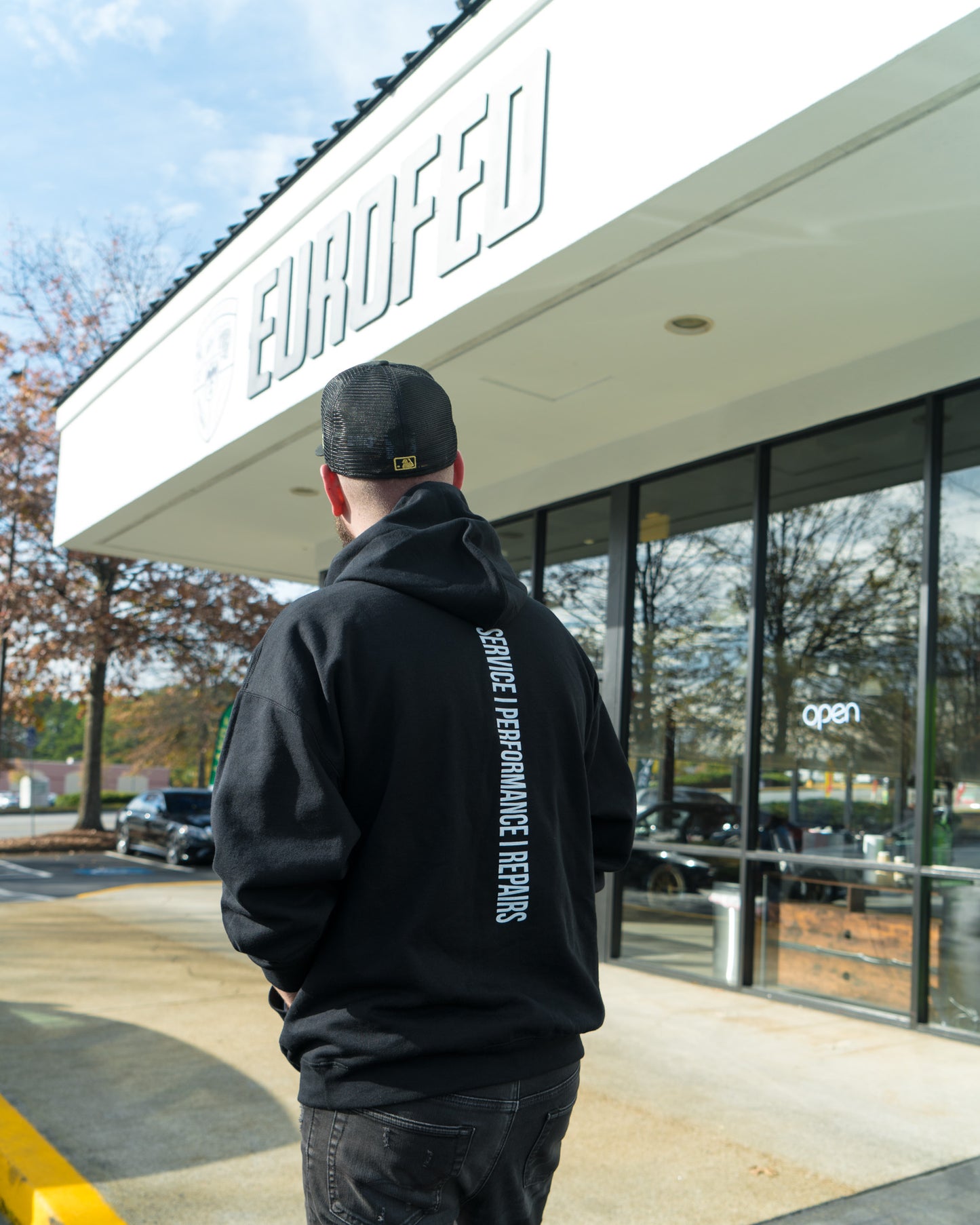 Eurofed Black Hoodie w Spine Logo