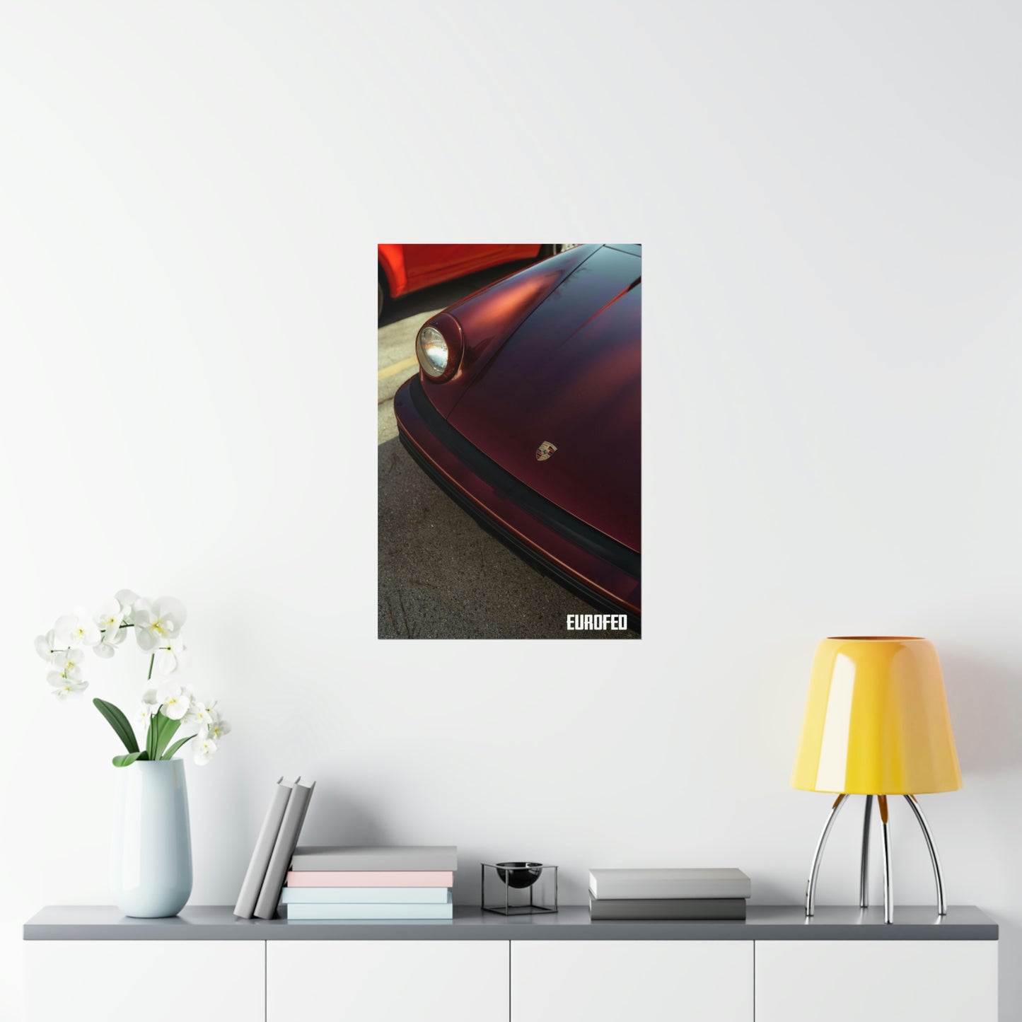 Premium Matte Vertical Poster Porsche 930 Turbo Burgundy, Eurofed Johns Creek