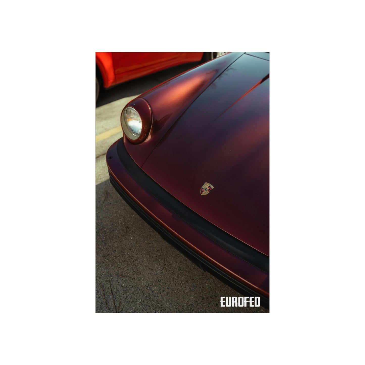Premium Matte Vertical Poster Porsche 930 Turbo Burgundy, Eurofed Johns Creek