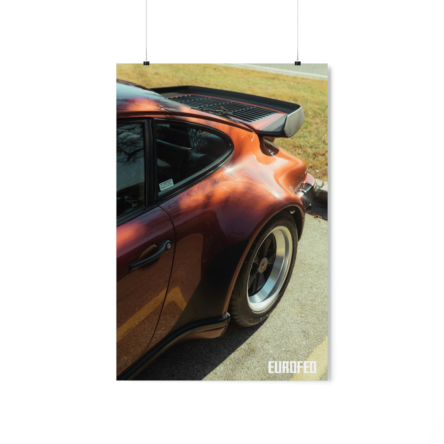Premium Matte Vertical Poster Porsche 930 Turbo Burgundy, Eurofed Johns Creek